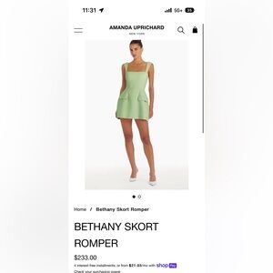 Amanda Uprichard Romper- Worn once!!